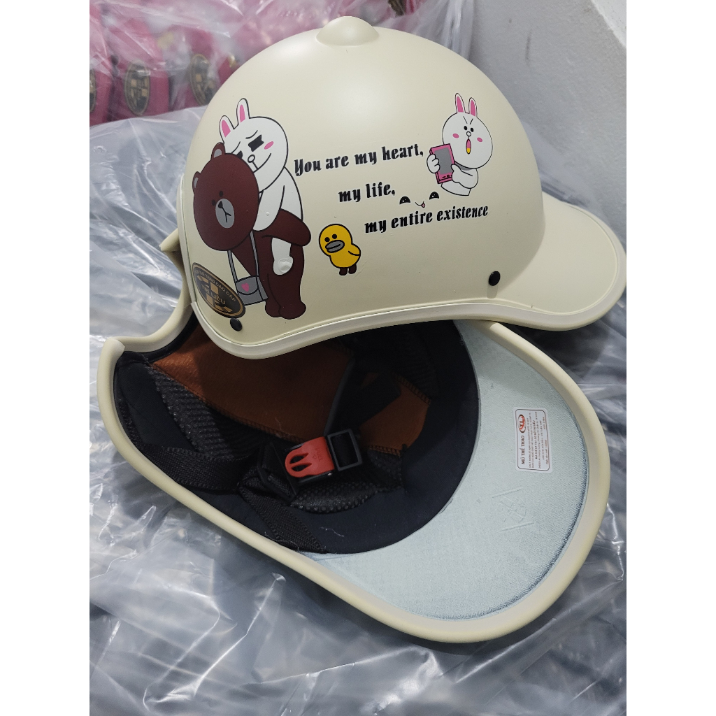Mũ nón bảo hiểm thời trang trí liễu loại dày cao cấp