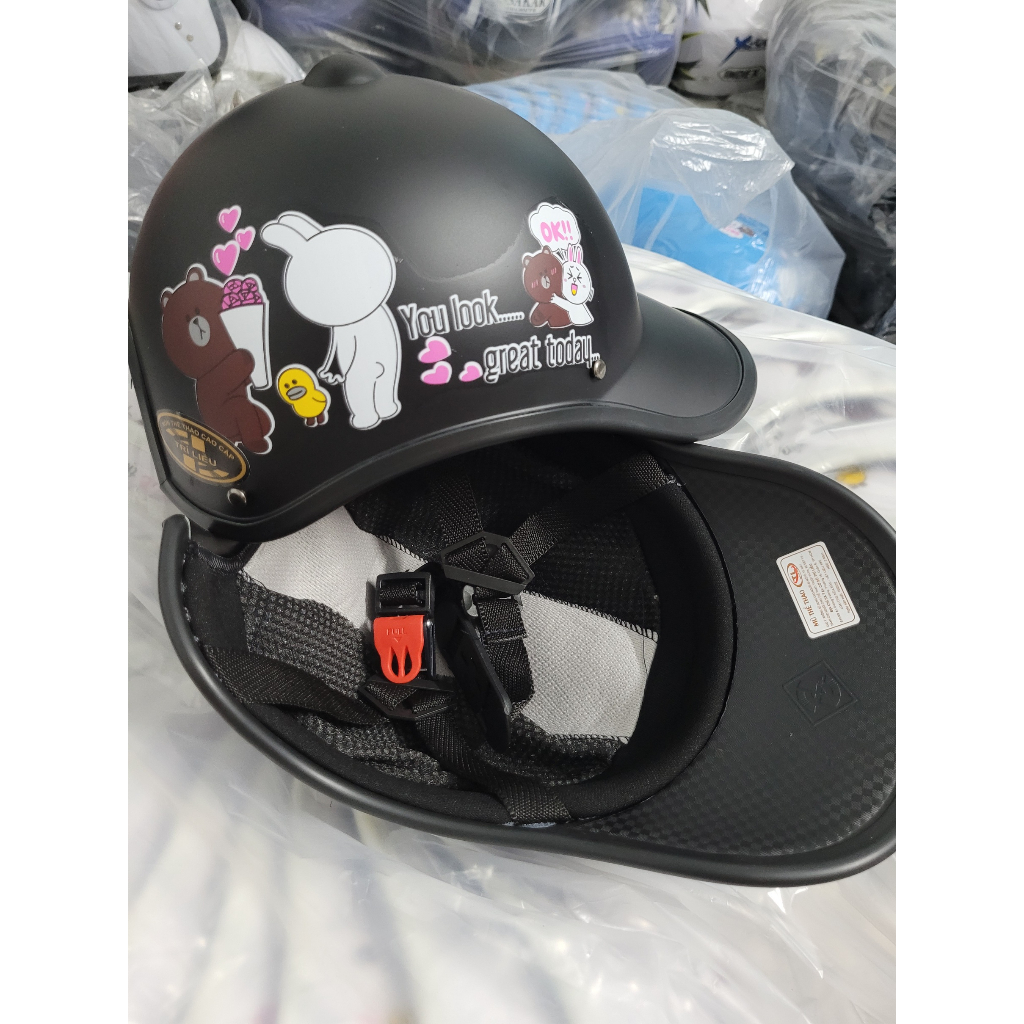 Mũ nón bảo hiểm thời trang trí liễu loại dày cao cấp