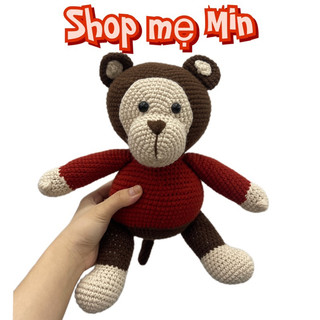 Khỉ len , Gấu len Handmade cho bé từ 0 tháng size 40cm, Thú nhồi bông Shop mẹ Min