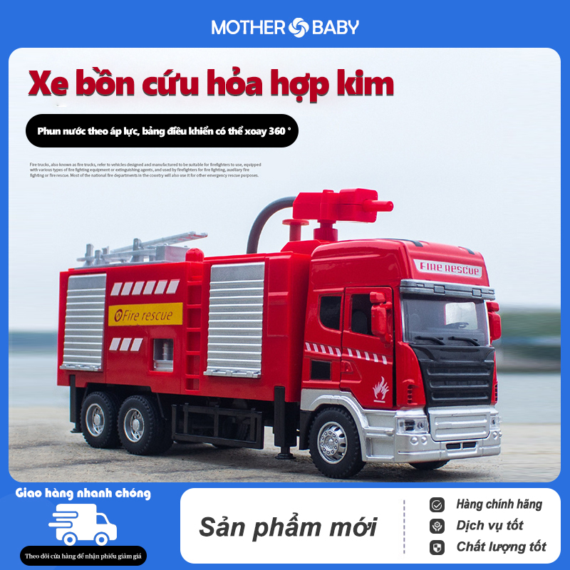 Đồ chơi cho bé mô hình xe cứu hỏa chở phun nước , thang trượt, đồ chơi trẻ em,đồ chơi cho bé trai