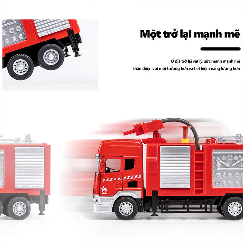 Đồ chơi cho bé mô hình xe cứu hỏa chở phun nước , thang trượt, đồ chơi trẻ em,đồ chơi cho bé trai