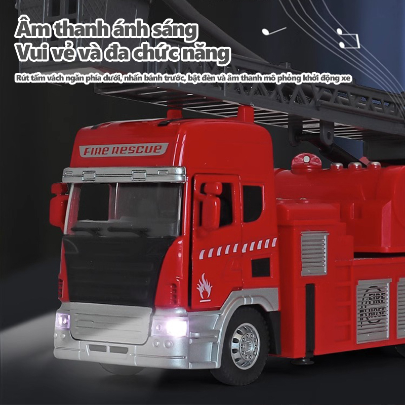 Đồ chơi cho bé mô hình xe cứu hỏa chở phun nước , thang trượt, đồ chơi trẻ em,đồ chơi cho bé trai