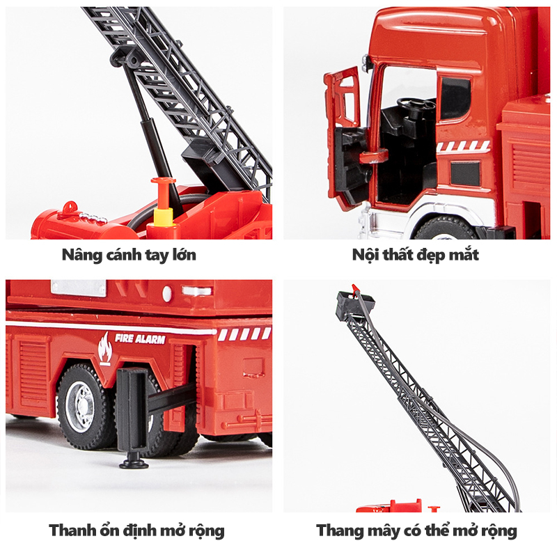 Đồ chơi cho bé mô hình xe cứu hỏa chở phun nước , thang trượt, đồ chơi trẻ em,đồ chơi cho bé trai