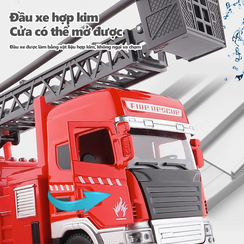 Đồ chơi cho bé mô hình xe cứu hỏa chở phun nước , thang trượt, đồ chơi trẻ em,đồ chơi cho bé trai