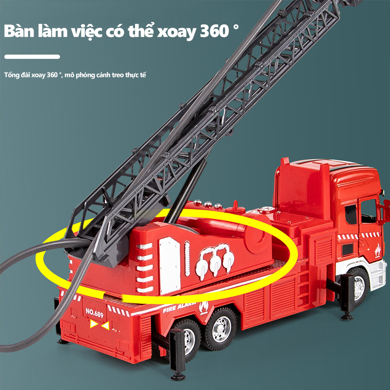 Đồ chơi cho bé mô hình xe cứu hỏa chở phun nước , thang trượt, đồ chơi trẻ em,đồ chơi cho bé trai