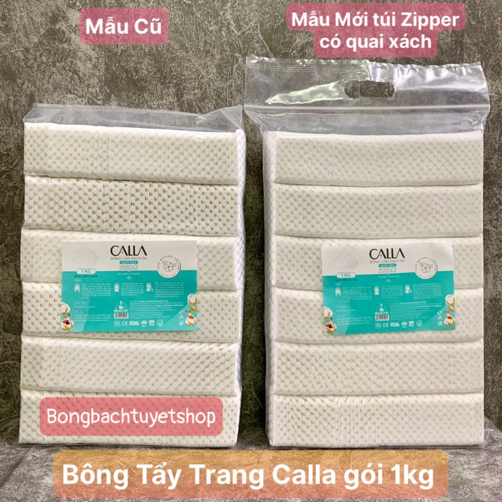 Bông Tẩy Trang hạt massage CALLA gói 1kg - Chính hãng Bông Bạch Tuyết