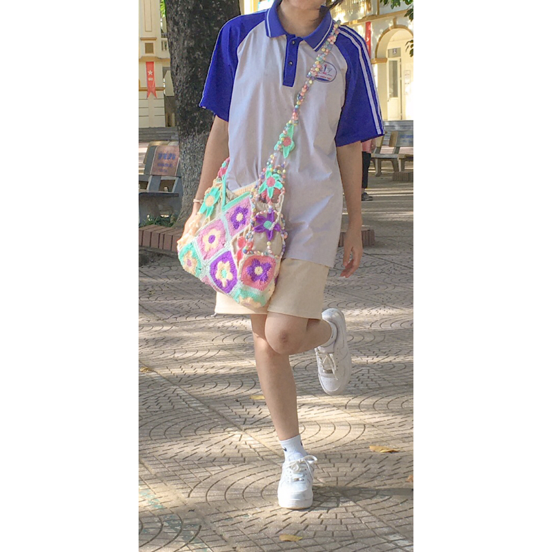 Túi Hoa mix hạt cườm_HandmadeCrochet