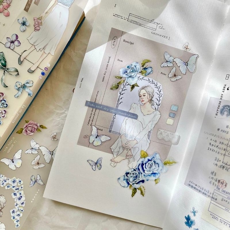 Krisna.room ♡ Hãng Pion- Chu kì 100cm cuộn băng dán hình cô gái và hoa Bloom