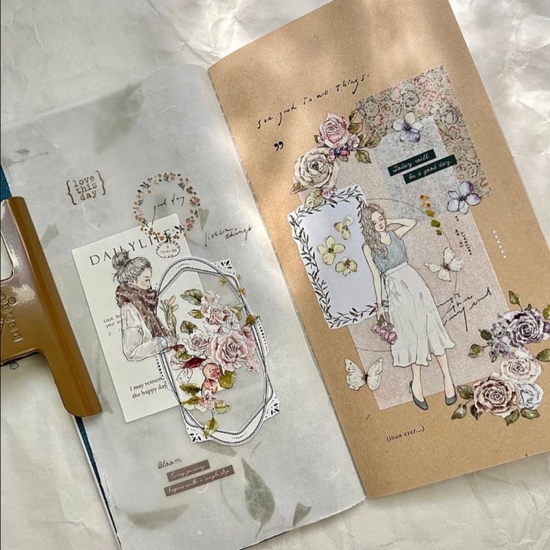 Krisna.room ♡ Hãng Pion- Chu kì 100cm cuộn băng dán hình cô gái và hoa Bloom