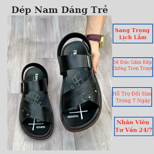 Dép Da Nam Trung Niên Cao Cấp Sang Trọng Lịch lãm