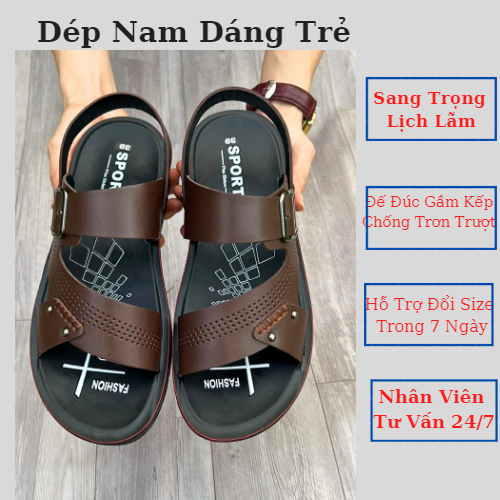 Dép Da Nam Trung Niên Cao Cấp Sang Trọng Lịch lãm