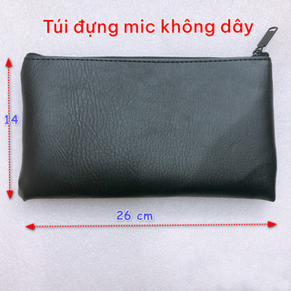 Combo 2 túi đựng mic không dây đa năng, da PU, màu đen, khóa kéo