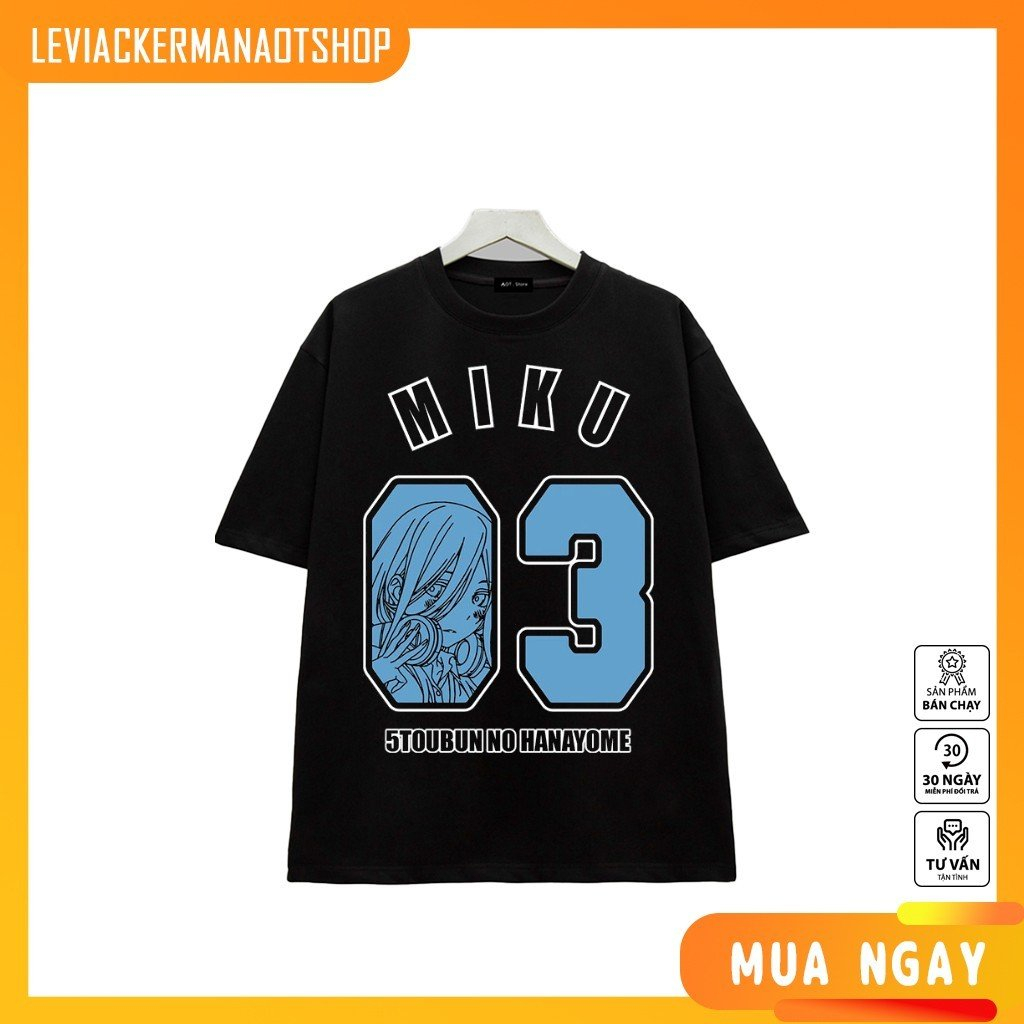 BSTÁo thun Đen, Anime  gotoubun - Nhà có 5 nàng dâu