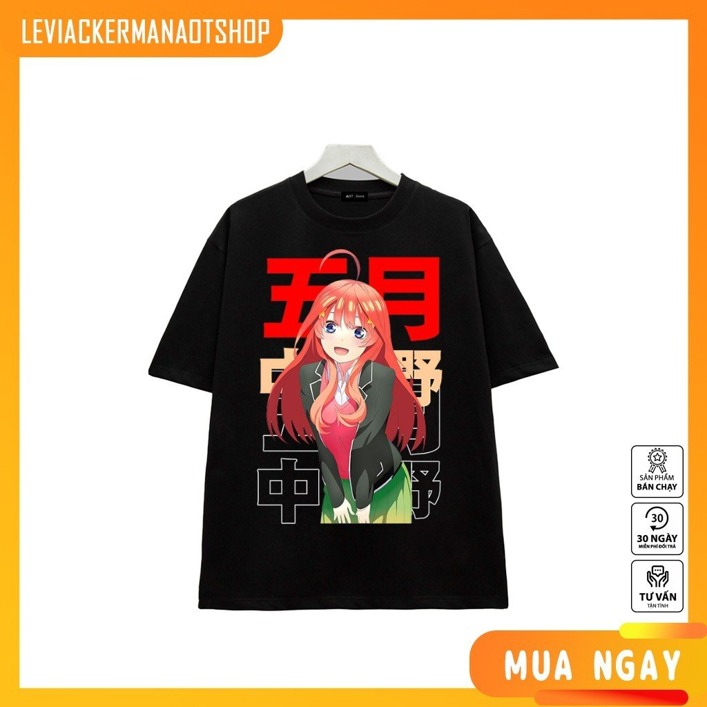 BSTÁo thun Đen, Anime  gotoubun - Nhà có 5 nàng dâu