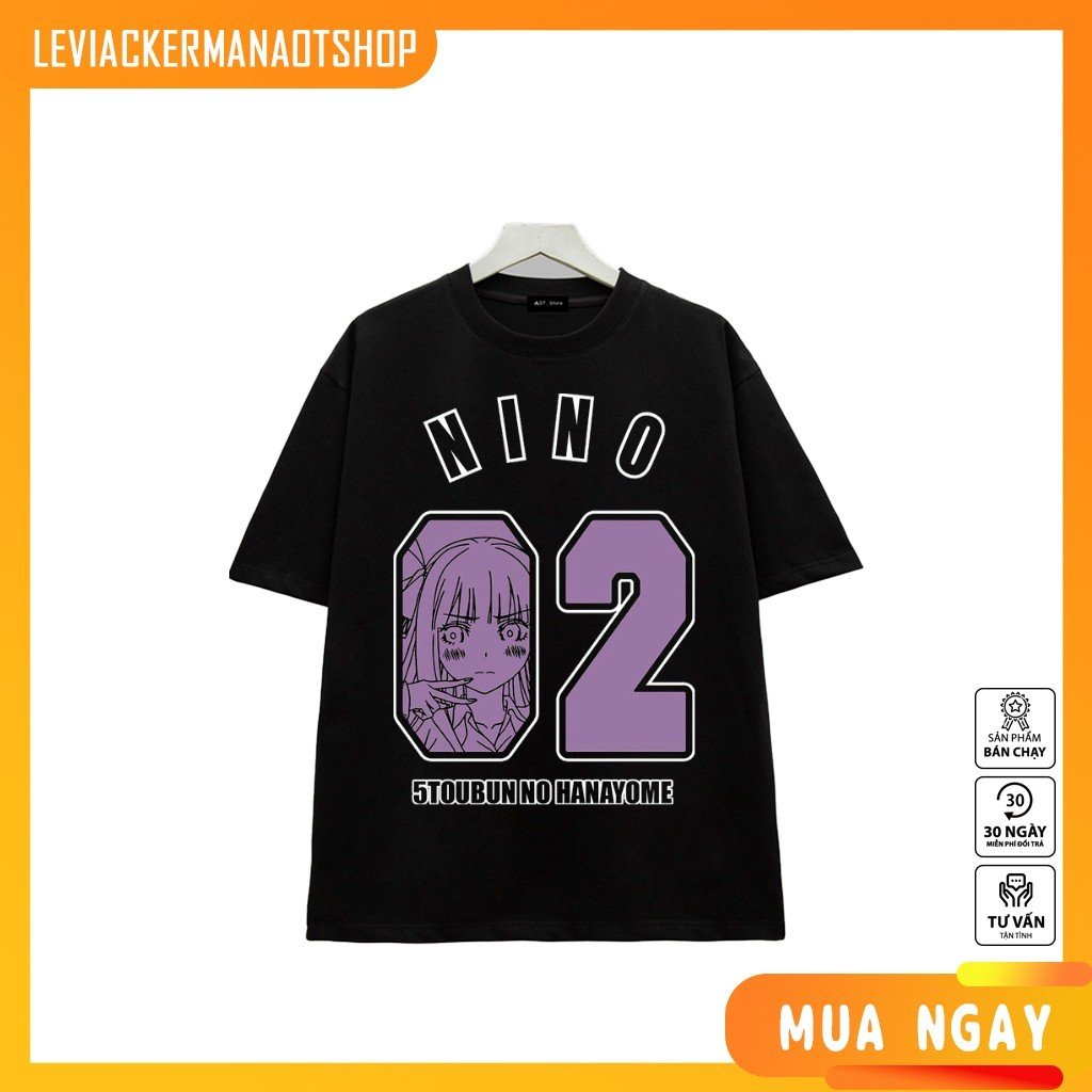 BSTÁo thun Đen, Anime  gotoubun - Nhà có 5 nàng dâu