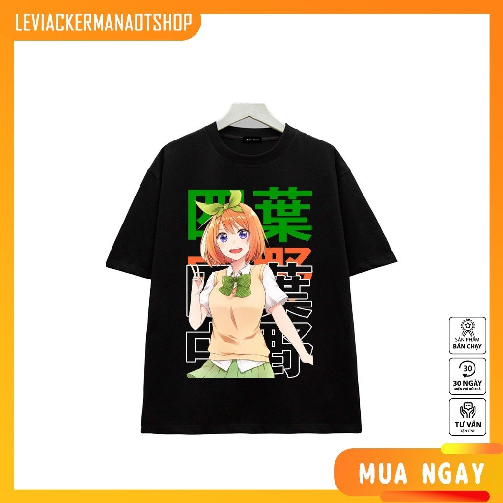 BSTÁo thun Đen, Anime  gotoubun - Nhà có 5 nàng dâu