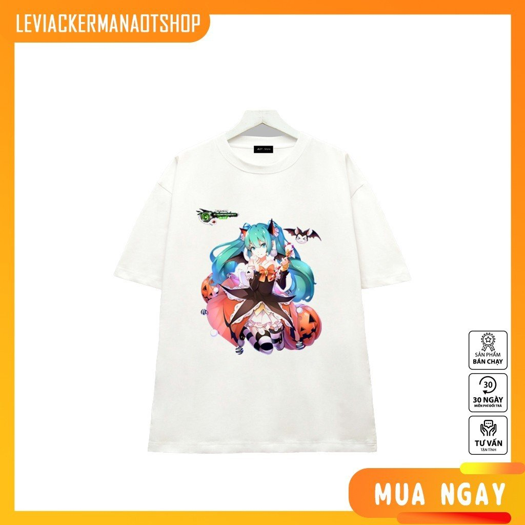 Áo thun /Trắng in hình ca sĩ ảo Hatsune Miku