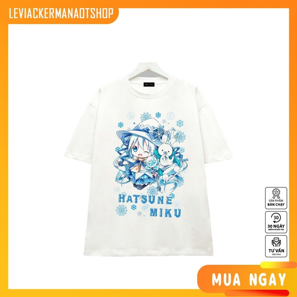 Áo thun /Trắng in hình ca sĩ ảo Hatsune Miku