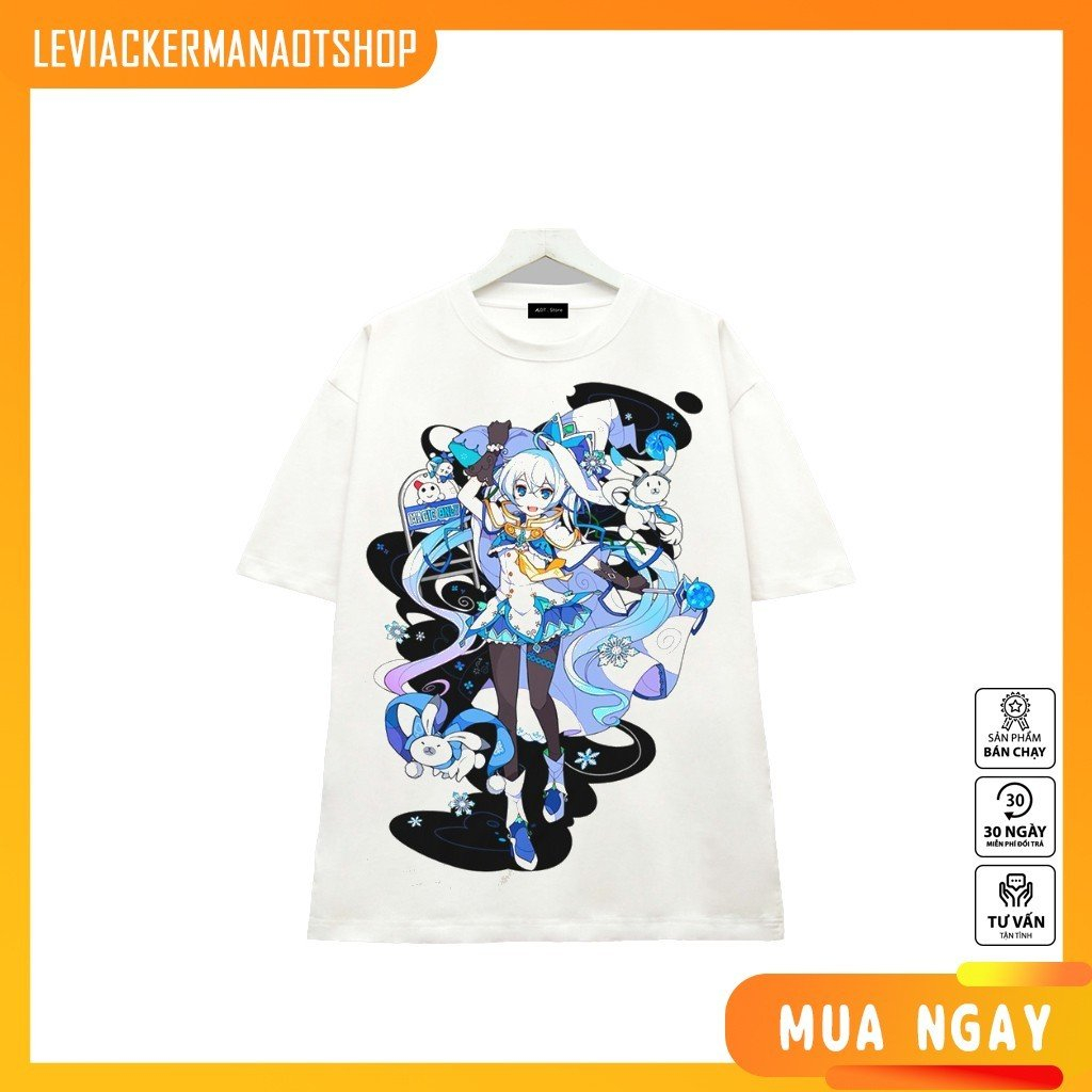 Áo thun /Trắng in hình ca sĩ ảo Hatsune Miku