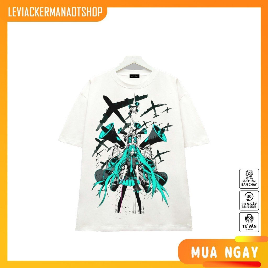 Áo thun /Trắng in hình ca sĩ ảo Hatsune Miku