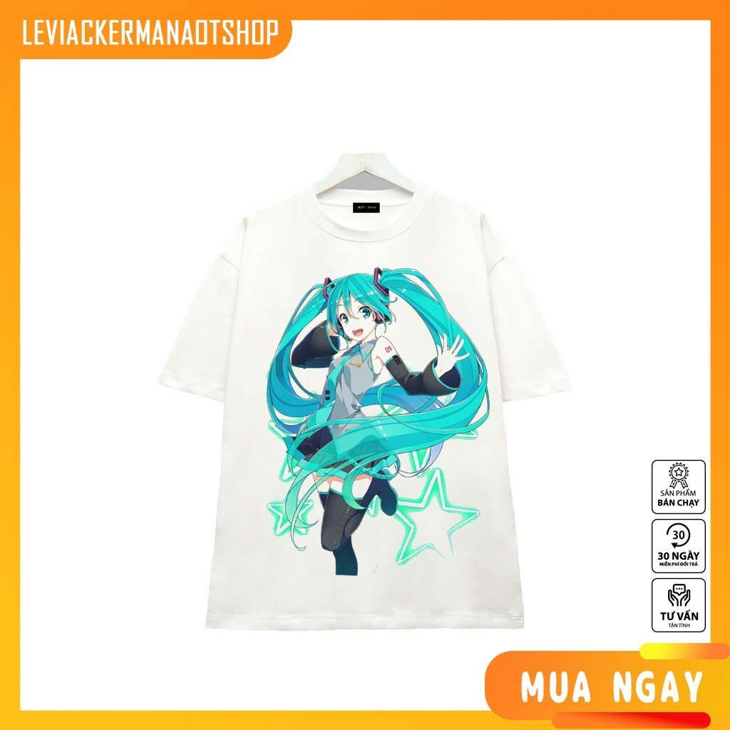 Áo thun /Trắng in hình ca sĩ ảo Hatsune Miku
