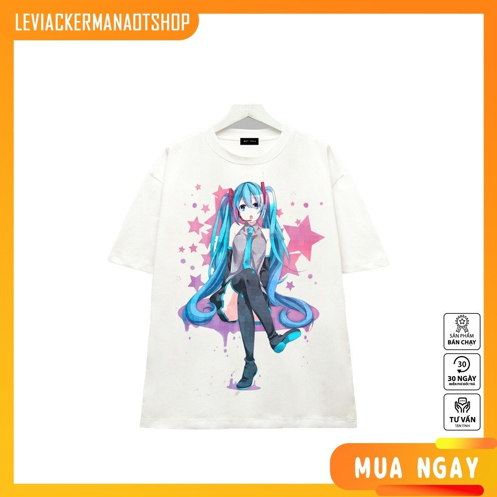 Áo thun /Trắng in hình ca sĩ ảo Hatsune Miku