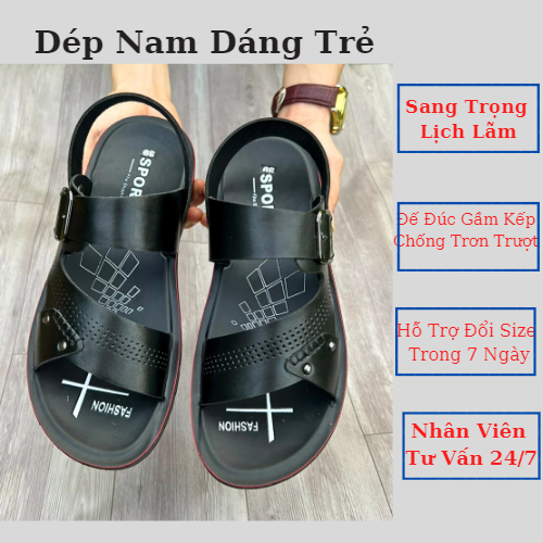 Dép Da Nam Trung Niên Cao Cấp Sang Trọng Lịch lãm