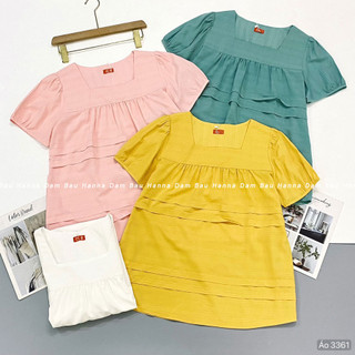 [HANNA] Áo bầu thiết kế cổ vuông trẻ cao cấp free size 40-70kg vải mềm mát thấm mồ hôi không nhăn phù hợp đi làm đi chơ