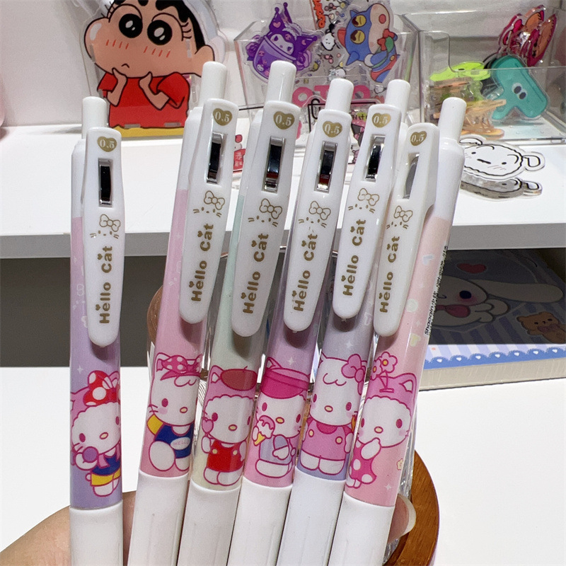 6 Bút gel mực nước Shaoqin hoạ tiết hello kitty,6 Bút Bel Mực Nước Ngòi 0.5mm hoạ tiết hello cats ku