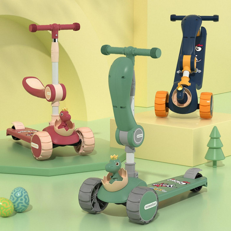 Xe Scooter KHỦNG LONG BÁNH TO Cho Bé Hình Gấu Bear Có Nhạc Và Đèn Phát Sáng