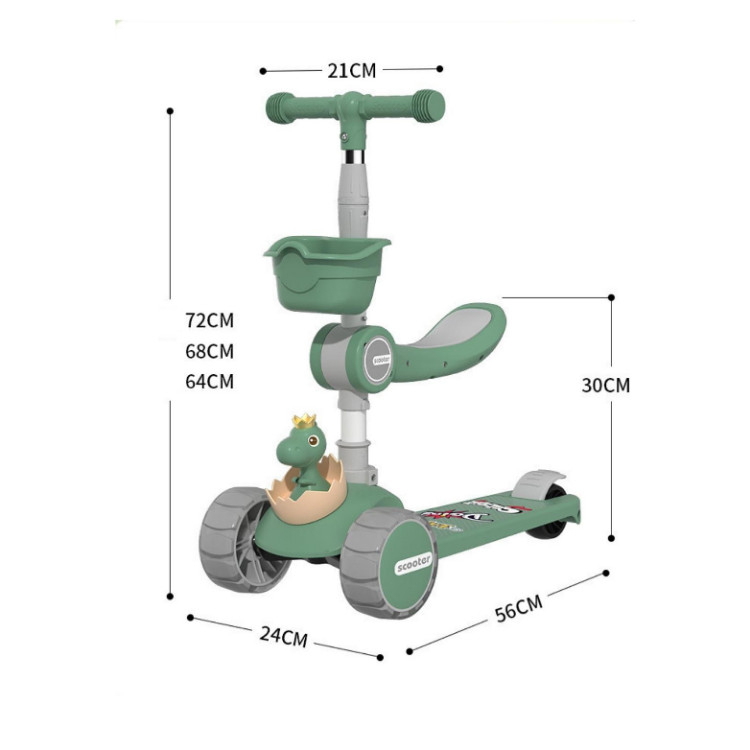 Xe Scooter KHỦNG LONG BÁNH TO Cho Bé Hình Gấu Bear Có Nhạc Và Đèn Phát Sáng