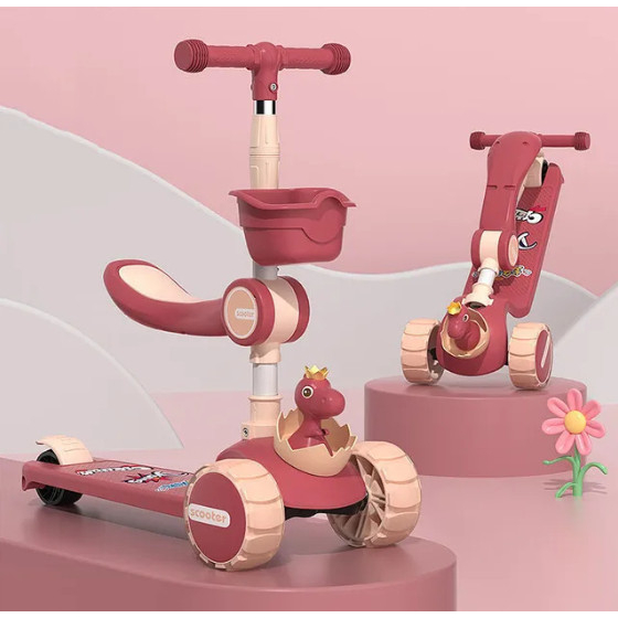 Xe Scooter KHỦNG LONG BÁNH TO Cho Bé Hình Gấu Bear Có Nhạc Và Đèn Phát Sáng