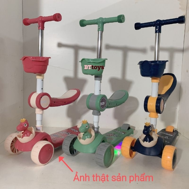 Xe Scooter KHỦNG LONG BÁNH TO Cho Bé Hình Gấu Bear Có Nhạc Và Đèn Phát Sáng