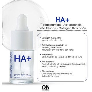 Tinh chất Serum Ha+ Radiance & Hydration Collagen Thuỷ Phân + Ha Đa Phân Tử 30ml