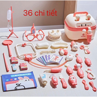 Đồ chơi bác sĩ cho bé trai gái cao cấp, mô phỏng thiết bị y tế thật, đồ chơi trẻ em nhập vai, y tá nha sĩ khám răng 36ct
