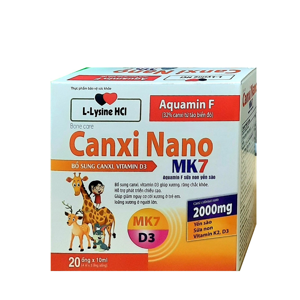 Canxi nano Mk7 Gold tăng chiều cao, chắc khỏe xương cho bé – Hộp 20 ống