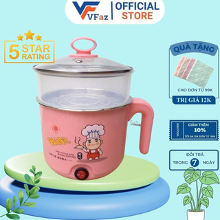 Nồi Lẩu Mini Ca Nấu Mì Đa Năng Tiện Dụng 2 Lớp Vung Kính Sôi Rất Nhanh Tiết Kiệm Điện