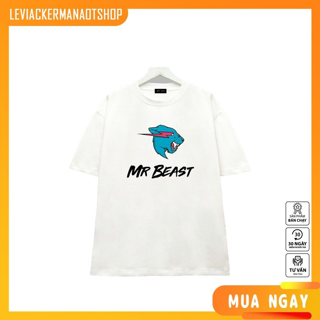 Áo thun Đen/Trắng in hình Hình Logo Youtube - Mr Beast