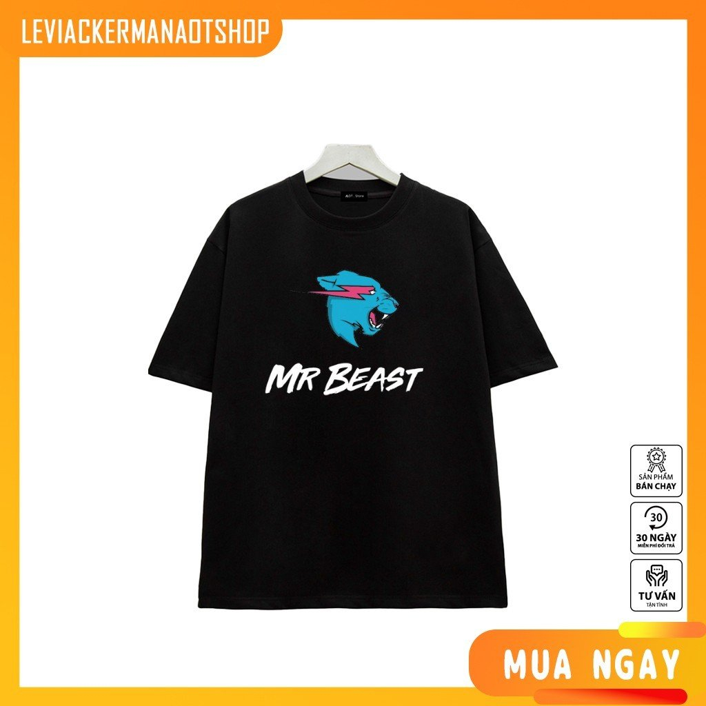Áo thun Đen/Trắng in hình Hình Logo Youtube - Mr Beast