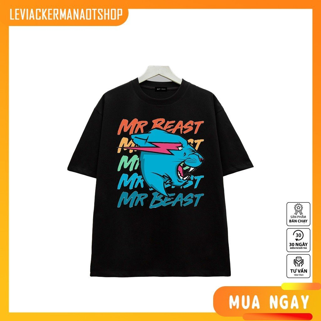 Áo thun Đen/Trắng in hình Hình Logo Youtube - Mr Beast