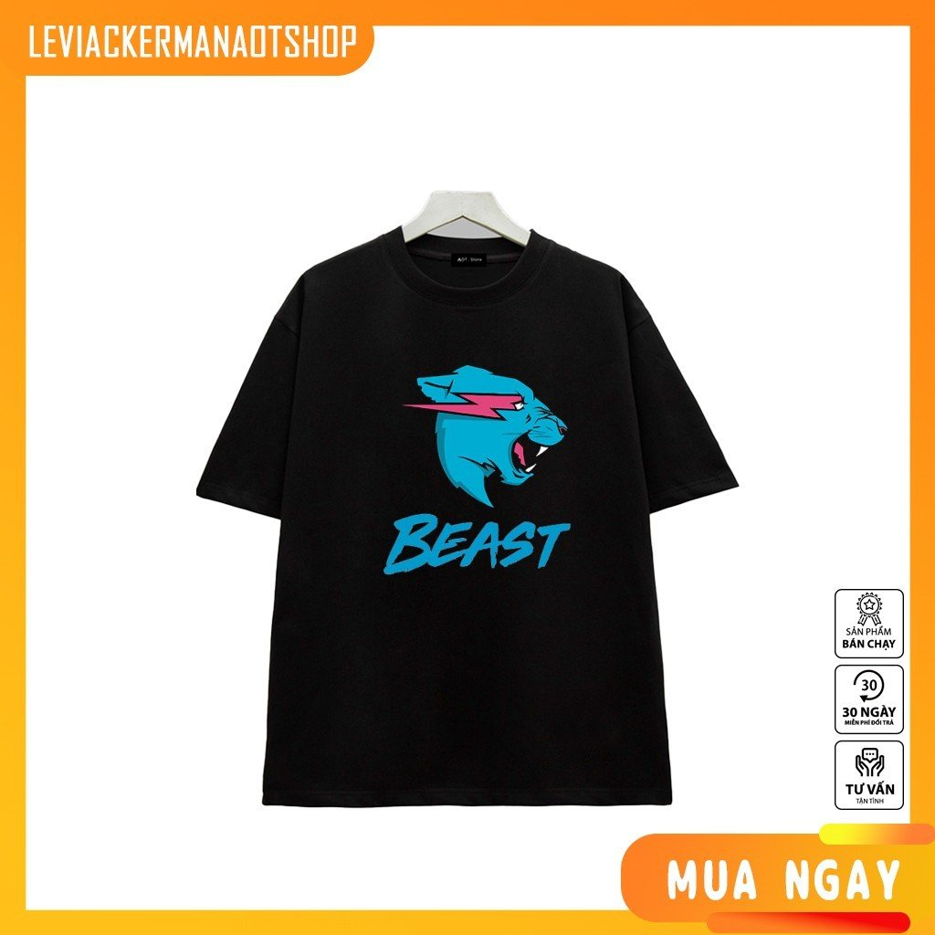 Áo thun Đen/Trắng in hình Hình Logo Youtube - Mr Beast