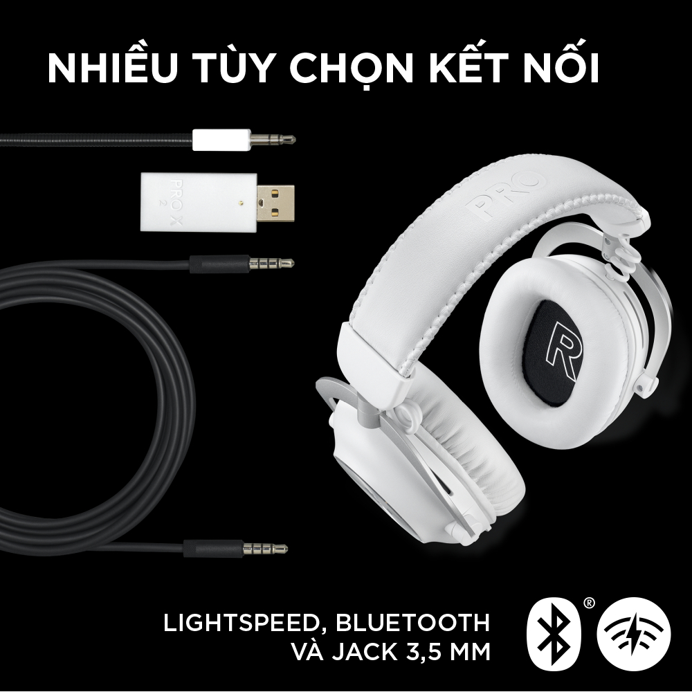 Tai nghe gaming không dây Logitech G Pro X 2 Lightspeed - Âm vòm DTS, Mic tháo rời, Bluetooth/USB/Jack 3.5mm