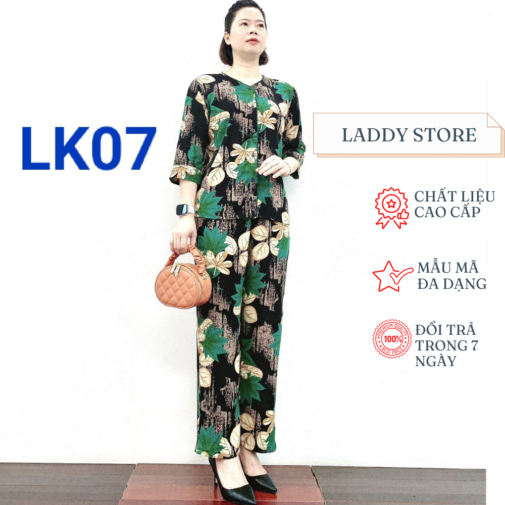 Bộ Lanh Cài Khuy Tay Lỡ Cao Cấp Cho Mẹ Và Bà 2023 - Laddy Store