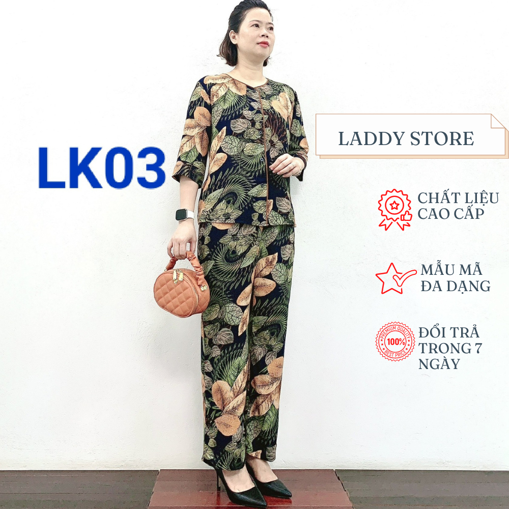 Bộ Lanh Cài Khuy Tay Lỡ Cao Cấp Cho Mẹ Và Bà 2023 - Laddy Store