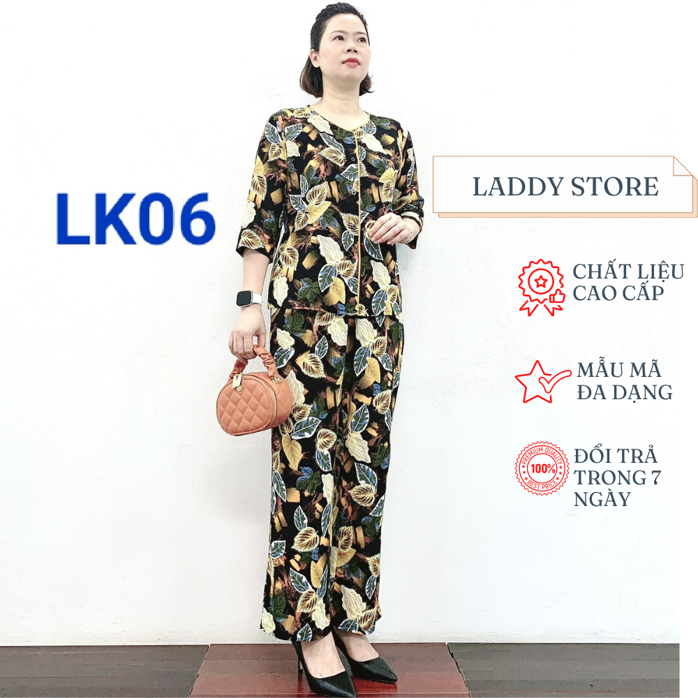 Bộ Lanh Cài Khuy Tay Lỡ Cao Cấp Cho Mẹ Và Bà 2023 - Laddy Store