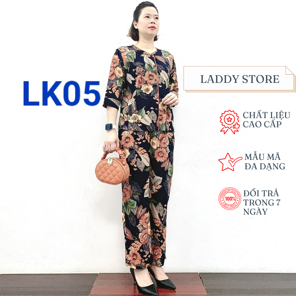 Bộ Lanh Cài Khuy Tay Lỡ Cao Cấp Cho Mẹ Và Bà 2023 - Laddy Store