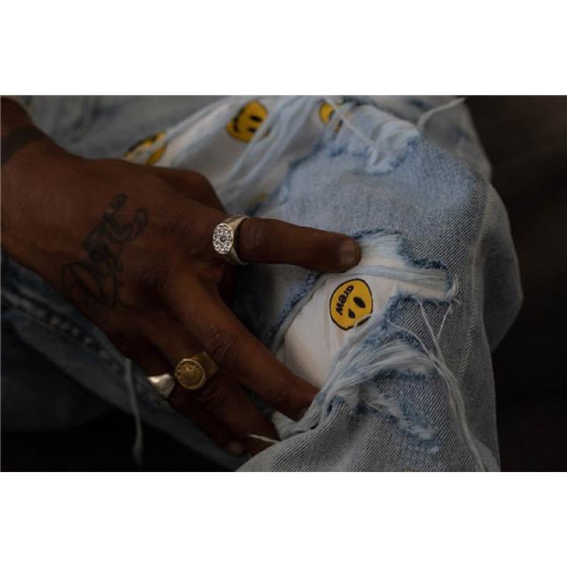 Quần Jeans "DREW House x FireOnFire" Tapered Leg Vintage Bleach Wash.