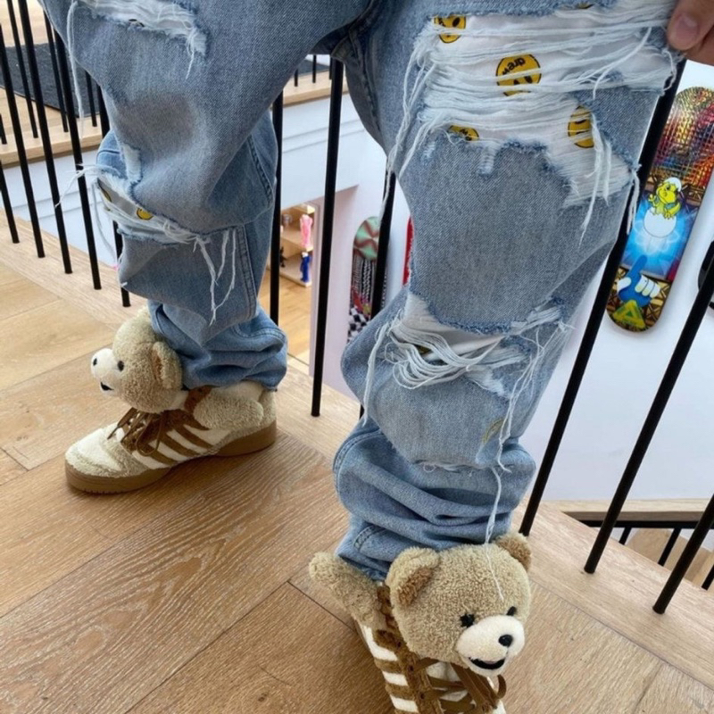 Quần Jeans "DREW House x FireOnFire" Tapered Leg Vintage Bleach Wash.