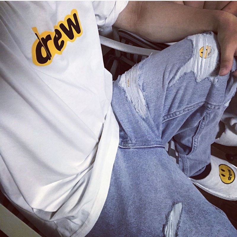 Quần Jeans "DREW House x FireOnFire" Tapered Leg Vintage Bleach Wash.