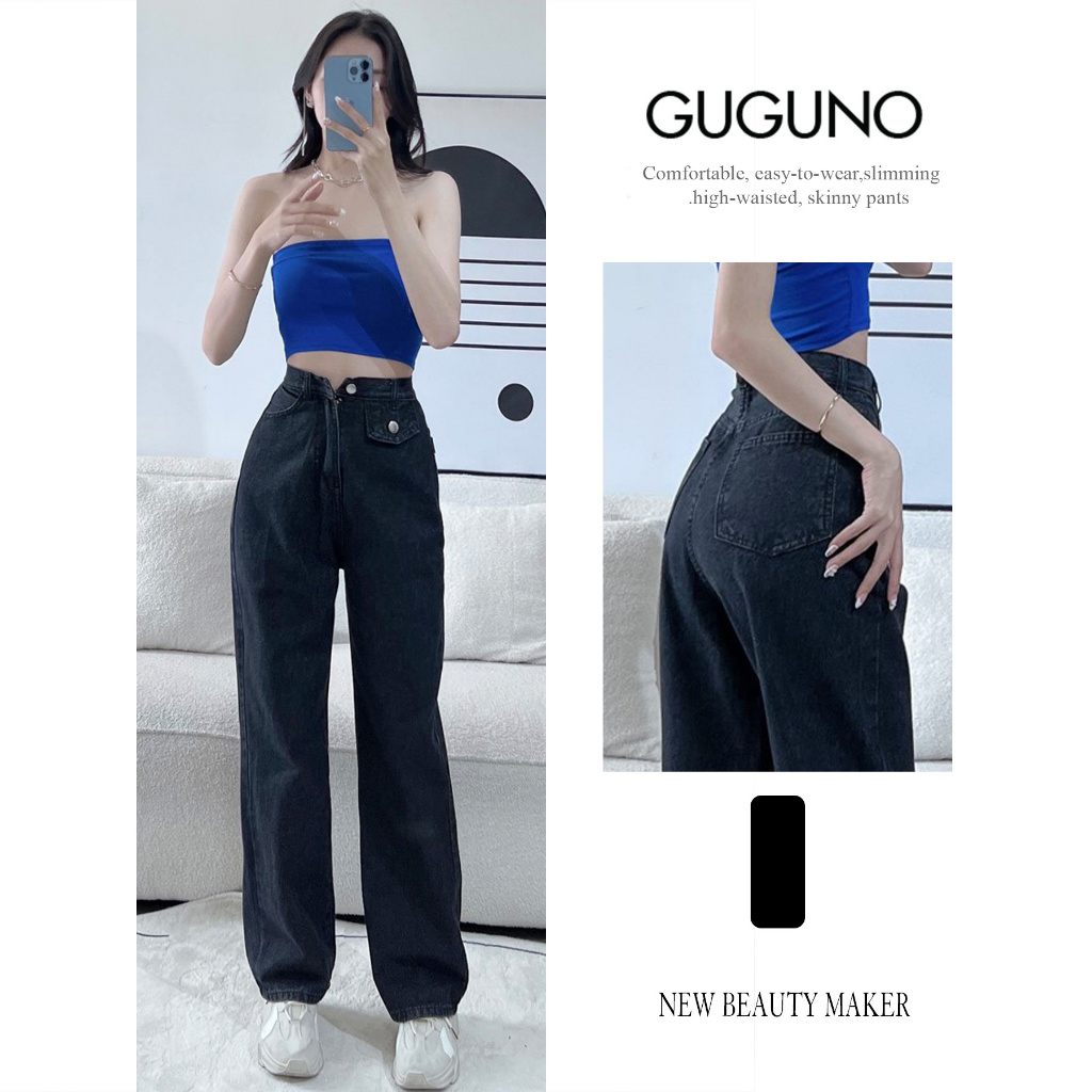 Quần jeans ống rộng Guguno nữ (quần jeans nữ, quần jean nữ, quần rin nữ, quần bò nữ)